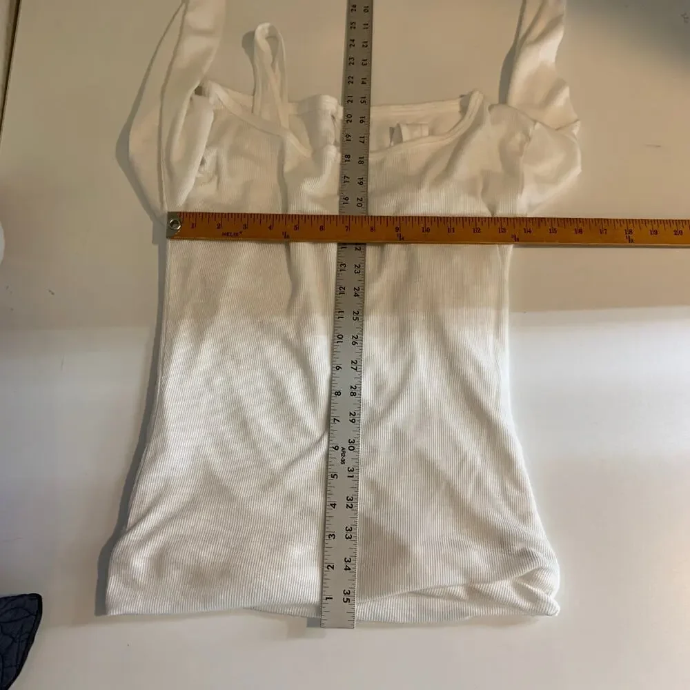 Free People Top Women S Small White Intimately Off Shoulder Double Layer Ribbed